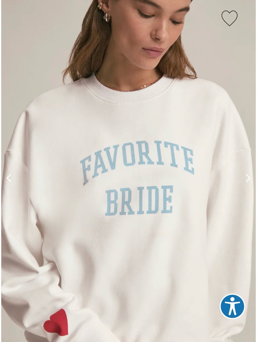 Favorite Daughter White Crewneck Sweatshirt with Light Blue Lettering